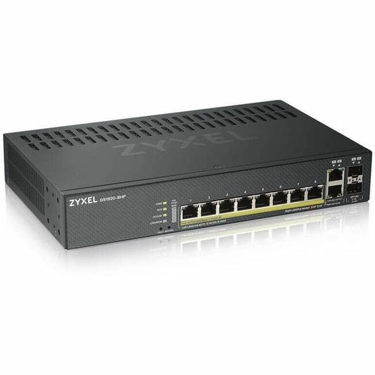 Main Image for ZYXEL GS1920-8HPv2 8-Port Gigabit Smart Nebula Cloud Managed PoE Switch | 8 PoE+ Ports at 130W with 2 SFP Uplinks