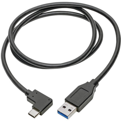 Alternate-Image1 Image for Eaton Tripp Lite Series USB-C to USB-A Cable (M/M), Right-Angle C, USB 3.2 Gen 1 (5 Gbps), Thunderbolt 3 Compatible, 3 ft. (0.91 m)