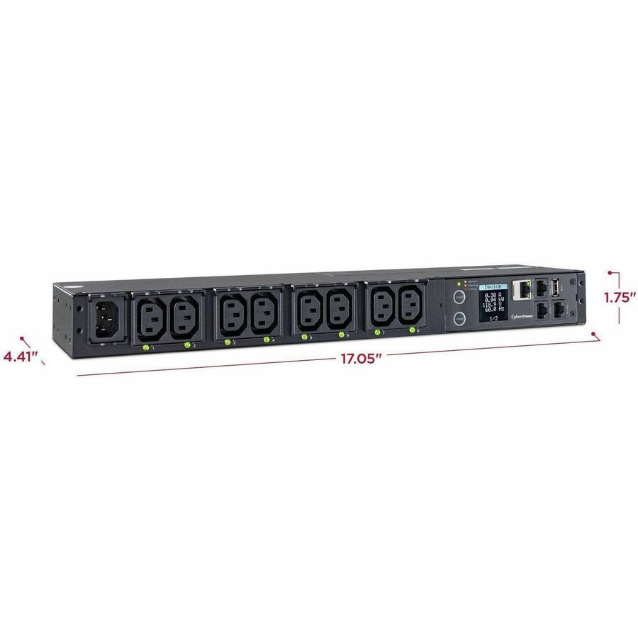 Alternate-Image1 Image for CyberPower PDU41004 Single Phase 100 - 240 VAC 15A Switched PDU