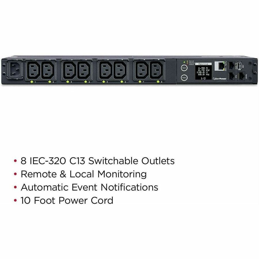 Alternate-Image2 Image for CyberPower PDU41004 Single Phase 100 - 240 VAC 15A Switched PDU