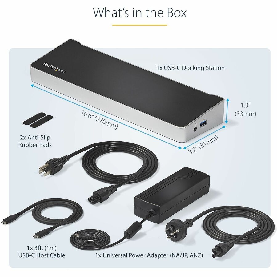 Alternate-Image6 Image for StarTech.com 4K USB-C Dock, Triple UHD 4K Monitor Docking Station, Mac & Windows, HDMI & DisplayPort, 100W PD, 5x USB 5Gbps Hub, TAA