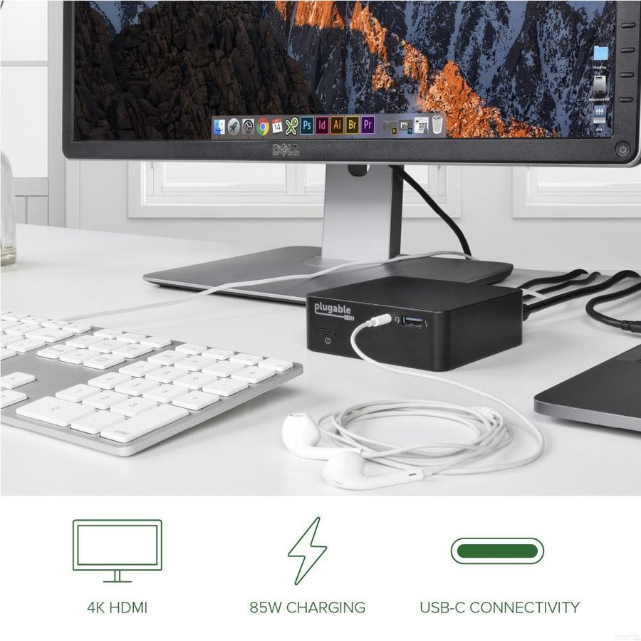 Alternate-Image2 Image for Plugable USB C Dock with 85W Charging Compatible with Thunderbolt 3 and USB-C MacBooks and Select Windows Laptops