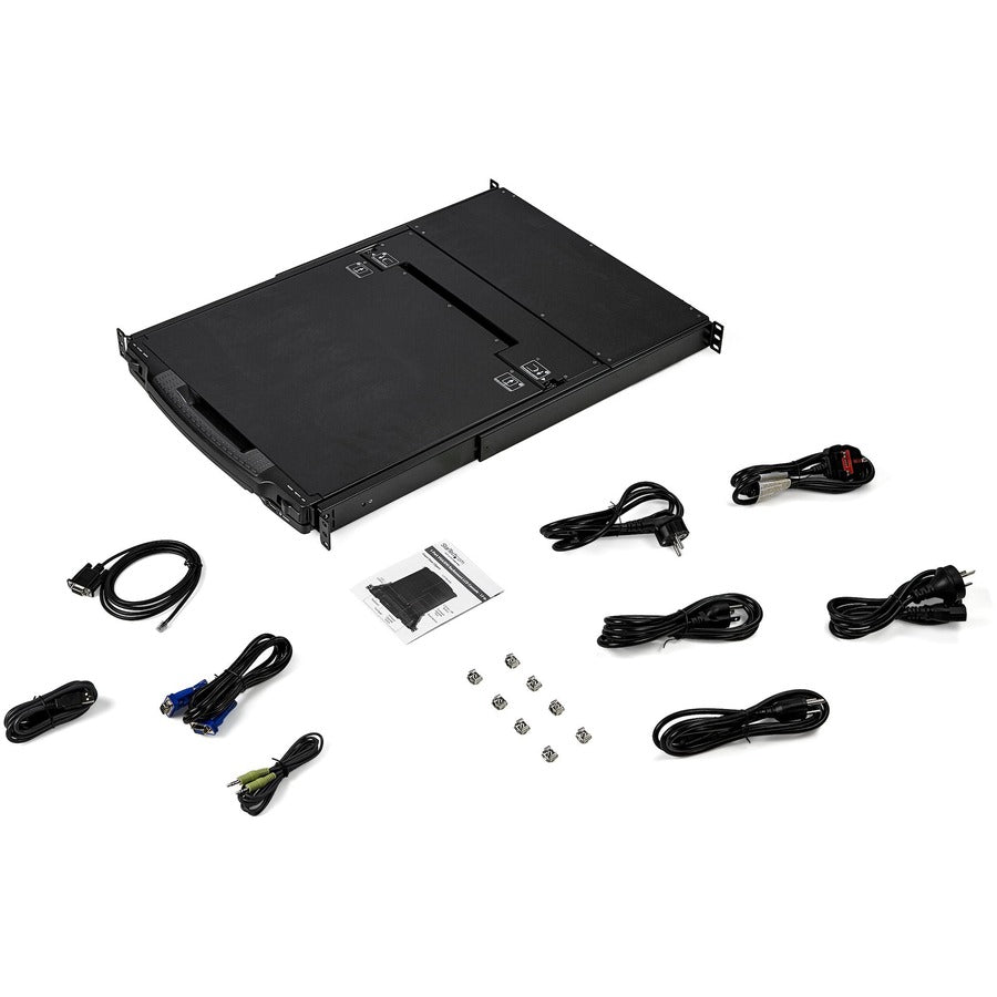 Alternate-Image4 Image for StarTech.com Dual Rail Rackmount KVM Console HD 1080p - DVI/VGA KVM w/17" LCD Monitor - 1U LCD KVM Server Rack Drawer w/Cables USB Support