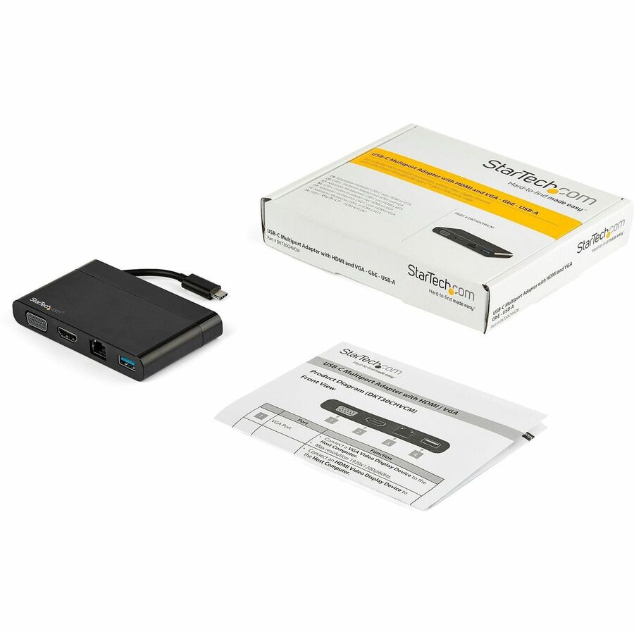 Alternate-Image5 Image for StarTech USB C Multiport Adapter with HDMI, VGA, Gb Ethernet & USB - USB C to 4K HDMI or 1080p VGA Adapter Mini Dock Hub - Travel Dock