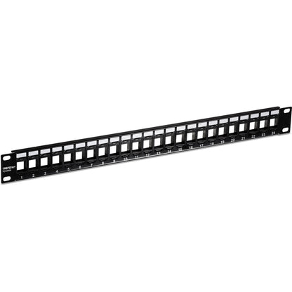 Alternate-Image1 Image for TRENDnet 24-Port Blank Keystone 1U Patch Panel, 1U 19" Metal Rackmount Housing, Recommended With TC-K25C6 & TC-K50C6 Cat6 Keystone Jacks (Sold Separately), Black, TC-KP24