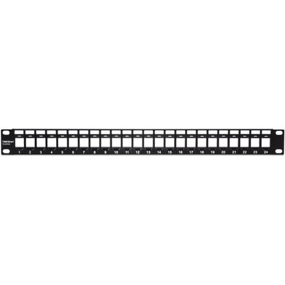 Alternate-Image4 Image for TRENDnet 24-Port Blank Keystone 1U Patch Panel, 1U 19" Metal Rackmount Housing, Recommended With TC-K25C6 & TC-K50C6 Cat6 Keystone Jacks (Sold Separately), Black, TC-KP24
