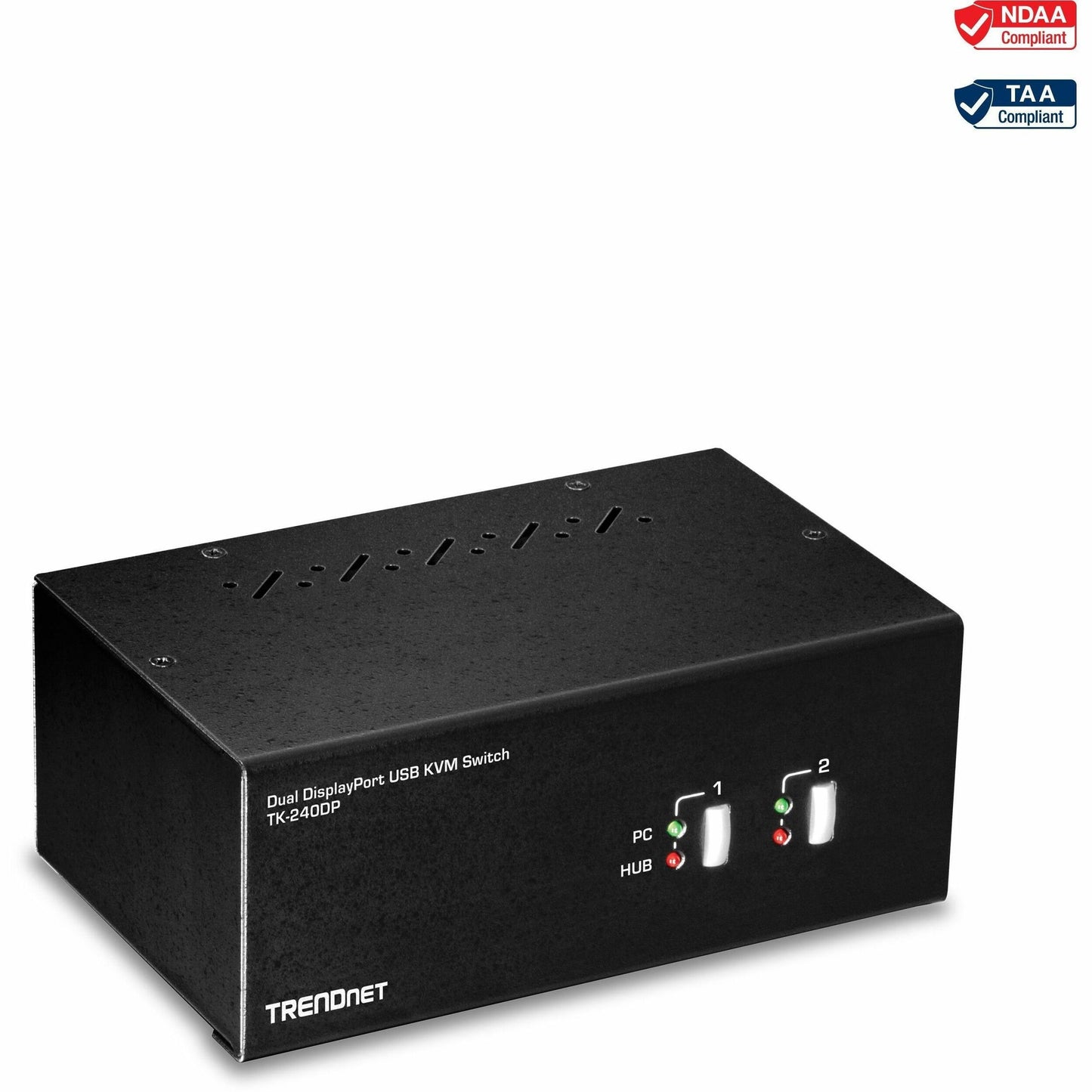Main Image for TRENDnet 2-Port Dual Monitor DisplayPort KVM Switch With Audio, 2-Port USB 2.0 Hub, 4K UHD Resolutions Up To 3840 x 2160, Connect Two DisplayPort Monitors, Dual Monitor KVM Switch, Black, TK-240DP