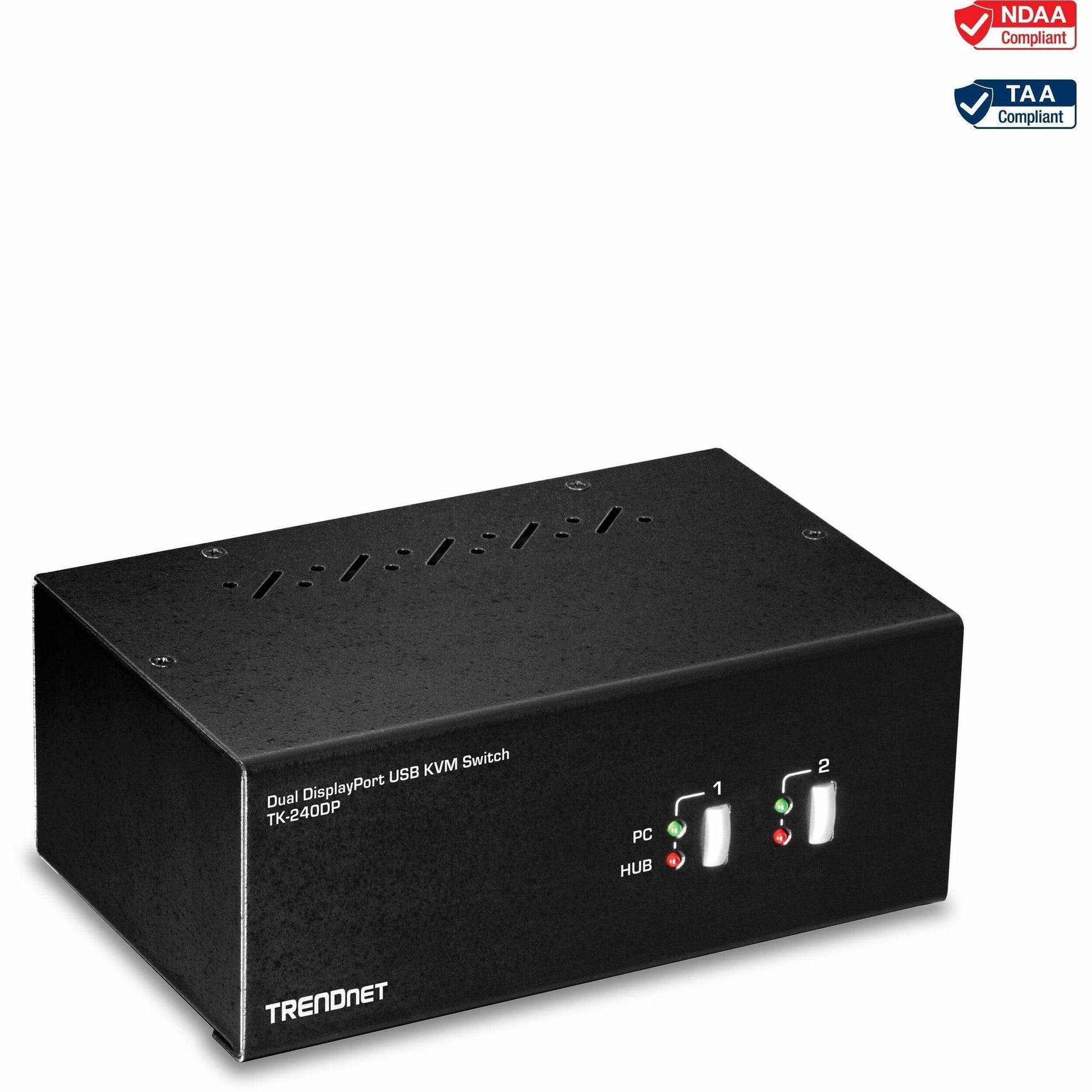 Main Image for TRENDnet 2-Port Dual Monitor DisplayPort KVM Switch With Audio, 2-Port USB 2.0 Hub, 4K UHD Resolutions Up To 3840 x 2160, Connect Two DisplayPort Monitors, Dual Monitor KVM Switch, Black, TK-240DP