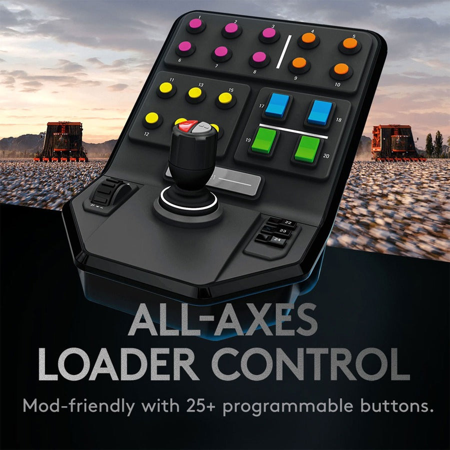 Alternate-Image1 Image for Logitech G Heavy Equipment Bundle Simulation Wheel, Pedals and Side Panel Control Deck