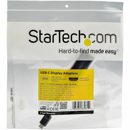 Alternate-Image5 Image for StarTech.com USB C to HDMI Adapter Dongle, 4K 60Hz, HDR10, USB-C to HDMI 2.0b Converter, USB Type-C DP Alt Mode to HDMI Monitor/Display