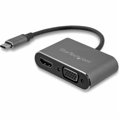 Main Image for StarTech.com USB C to VGA and HDMI Adapter - Aluminum - USB-C Multiport Adapter - 6 in / 15.24 cm Built-In Cable