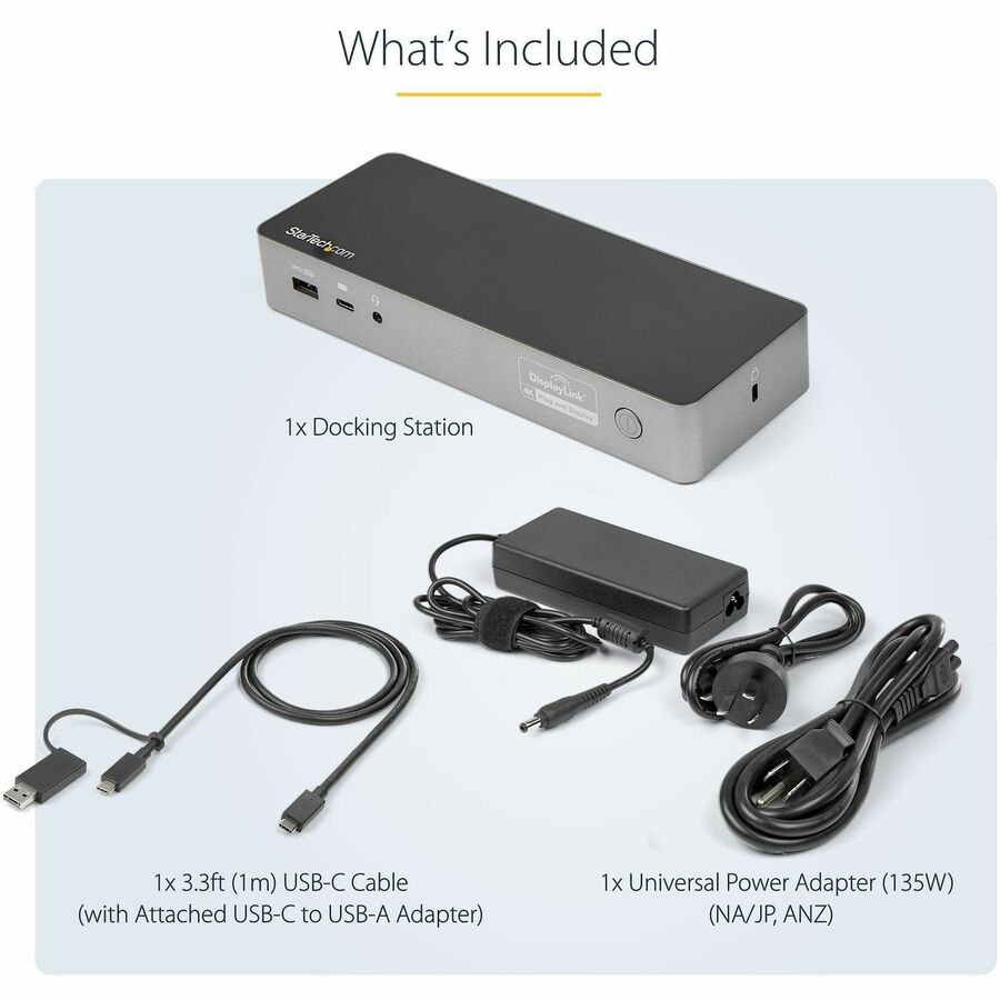 Alternate-Image7 Image for StarTech.com Universal Laptop Docking Station, Hybrid USB-C & USB-A Dock, Dual 4K DP & HDMI, 60W PD, Mac / Windows / Chrome OS, GbE