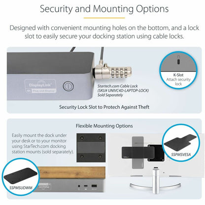 Alternate-Image6 Image for StarTech.com Universal Laptop Docking Station, Hybrid USB-C & USB-A Dock, Dual 4K DP & HDMI, 60W PD, Mac / Windows / Chrome OS, GbE
