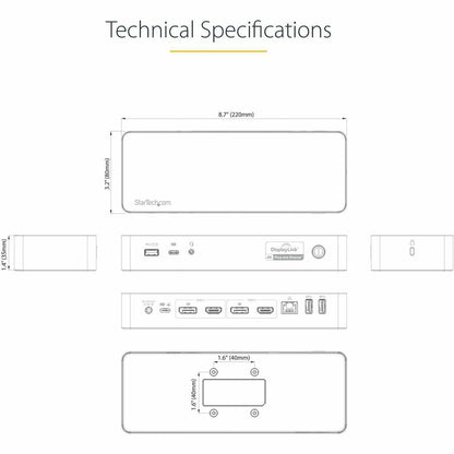 Alternate-Image8 Image for StarTech.com Universal Laptop Docking Station, Hybrid USB-C & USB-A Dock, Dual 4K DP & HDMI, 60W PD, Mac / Windows / Chrome OS, GbE