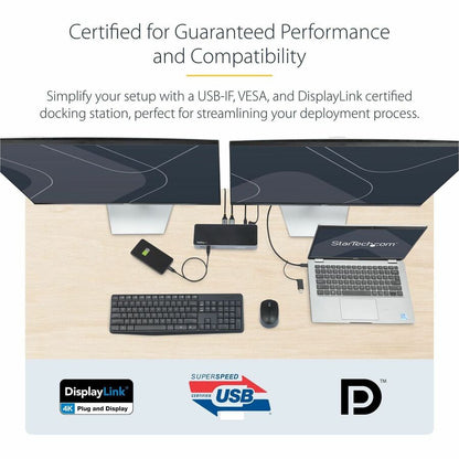 Alternate-Image1 Image for StarTech.com Universal Laptop Docking Station, Hybrid USB-C & USB-A Dock, Dual 4K DP & HDMI, 100W PD, Mac / Windows / Chrome OS, GbE