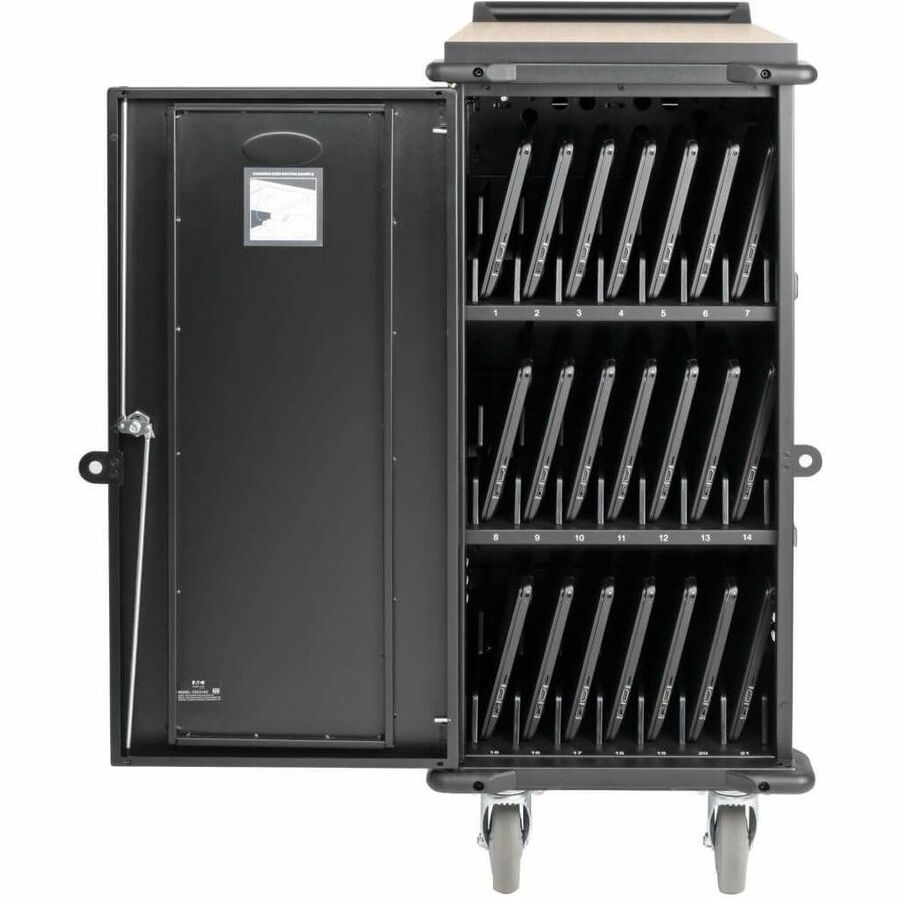 Alternate-Image4 Image for Eaton Tripp Lite Series 21-Device AC Charging Cart for Laptops and Chromebooks - 120V, NEMA 5-15P, 10 ft. (3.05 m) Cord, Black