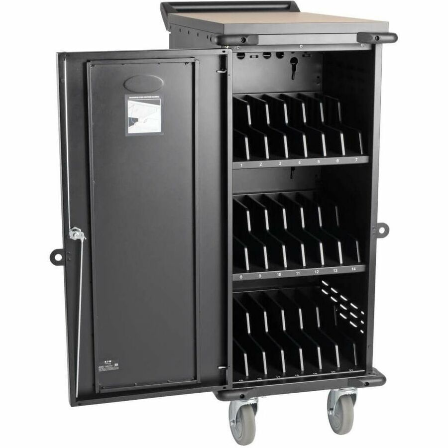 Alternate-Image1 Image for Eaton Tripp Lite Series 21-Device AC Charging Cart for Laptops and Chromebooks - 120V, NEMA 5-15P, 10 ft. (3.05 m) Cord, Black