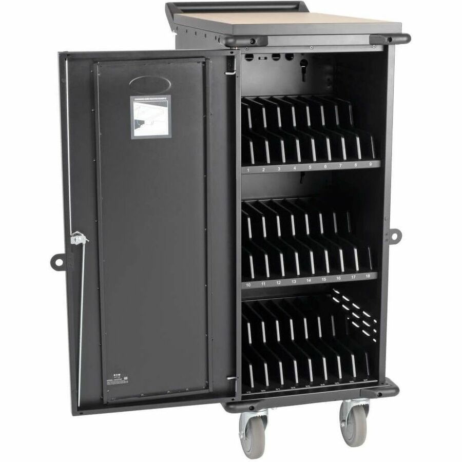 Alternate-Image1 Image for Eaton Tripp Lite Series 27-Device AC Charging Cart for Laptops and Chromebooks - 120V, NEMA 5-15P, 10 ft. (3.05 m) Cord, Black