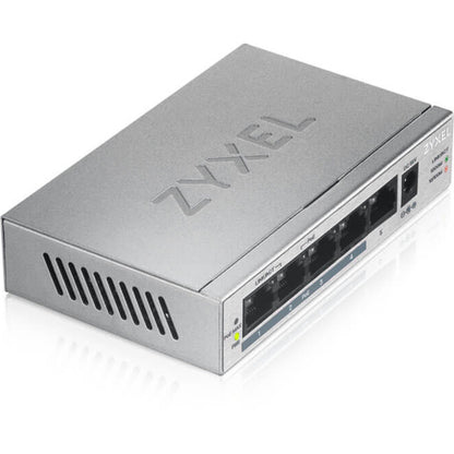 Alternate-Image2 Image for Zyxel 5 Port Gigabit Ethernet Unmanaged POE+ Switch | 4 x PoE+ @ 60W | Plug & Play | Sturdy Metal Housing | Desktop or Wall-Mount | Fanless | Lifetime Warranty | Ethernet Splitter | GS1005HP