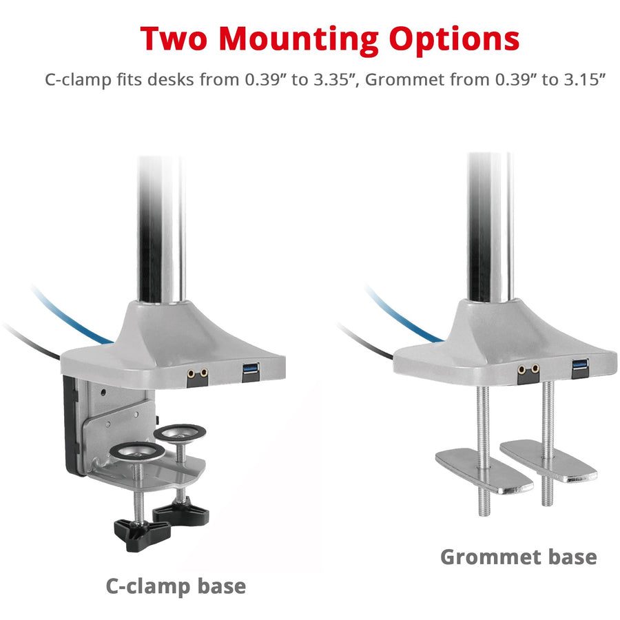 Alternate-Image2 Image for SIIG Dual Monitor Gas Spring Desk Mount with USB Port - 17" to 32"