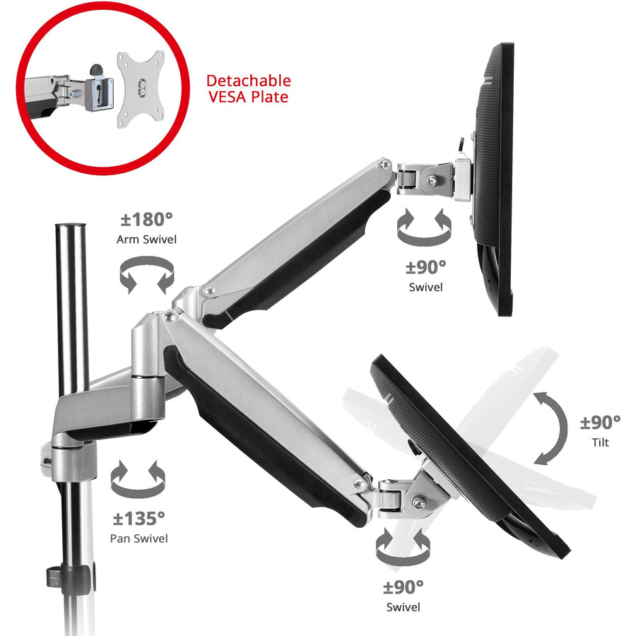 Alternate-Image1 Image for SIIG Dual Monitor Gas Spring Desk Mount with USB Port - 17" to 32"