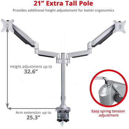 Alternate-Image4 Image for SIIG Dual Monitor Gas Spring Desk Mount with USB Port - 17" to 32"