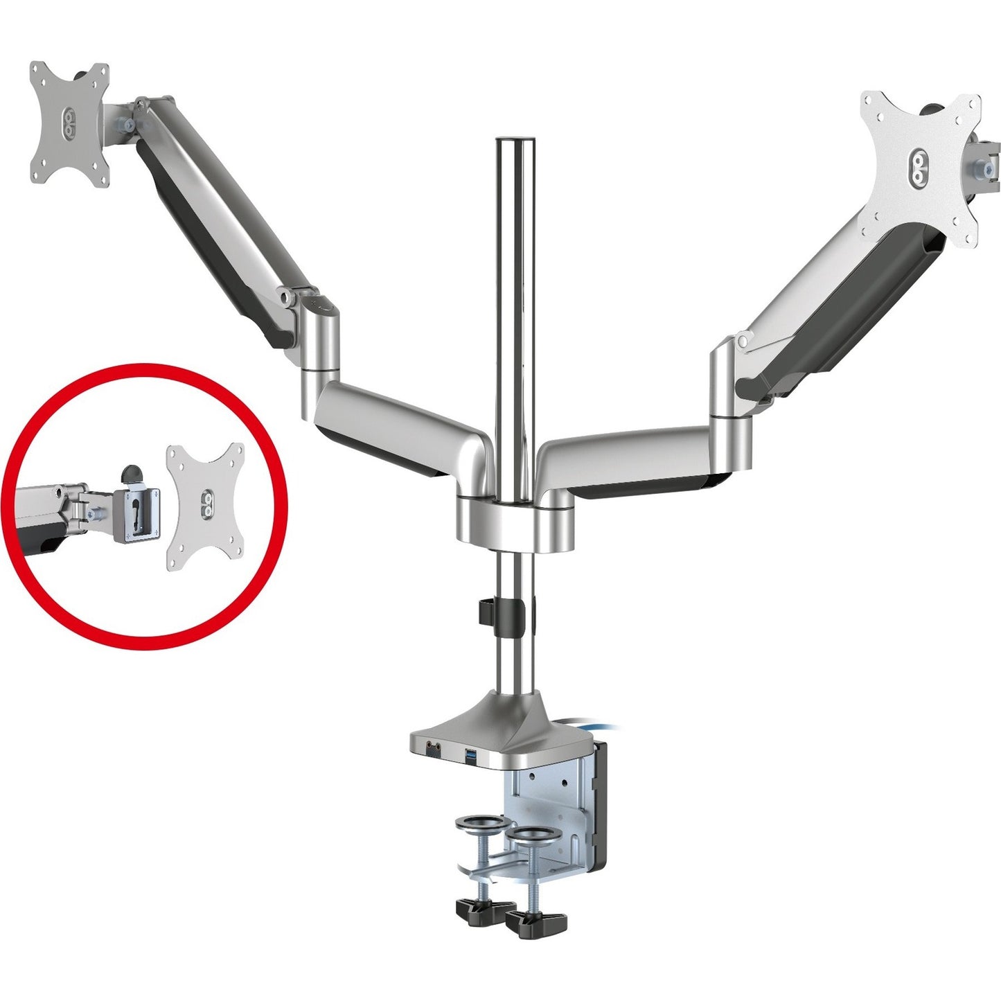 Main Image for SIIG Dual Monitor Gas Spring Desk Mount with USB Port - 17" to 32"