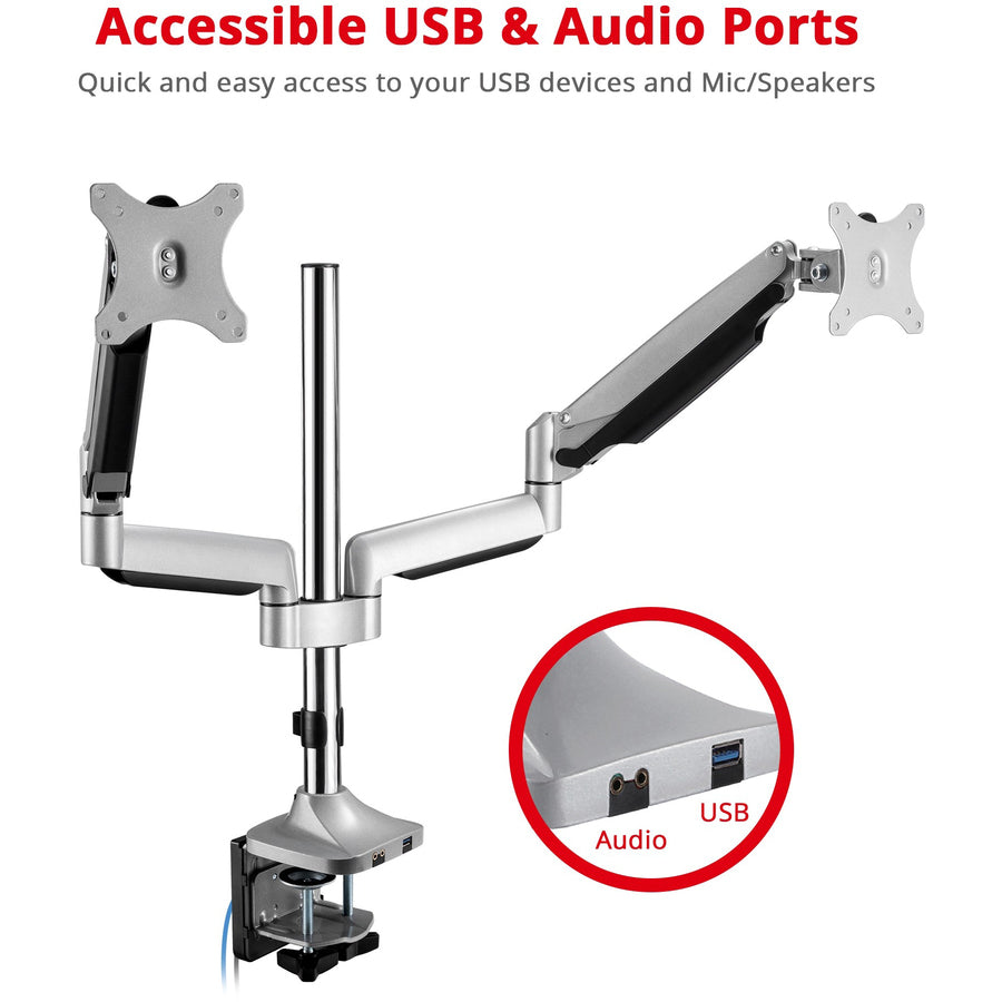 Alternate-Image3 Image for SIIG Dual Monitor Gas Spring Desk Mount with USB Port - 17" to 32"