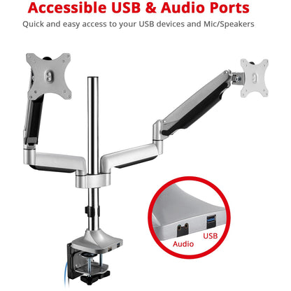 Alternate-Image3 Image for SIIG Dual Monitor Gas Spring Desk Mount with USB Port - 17" to 32"