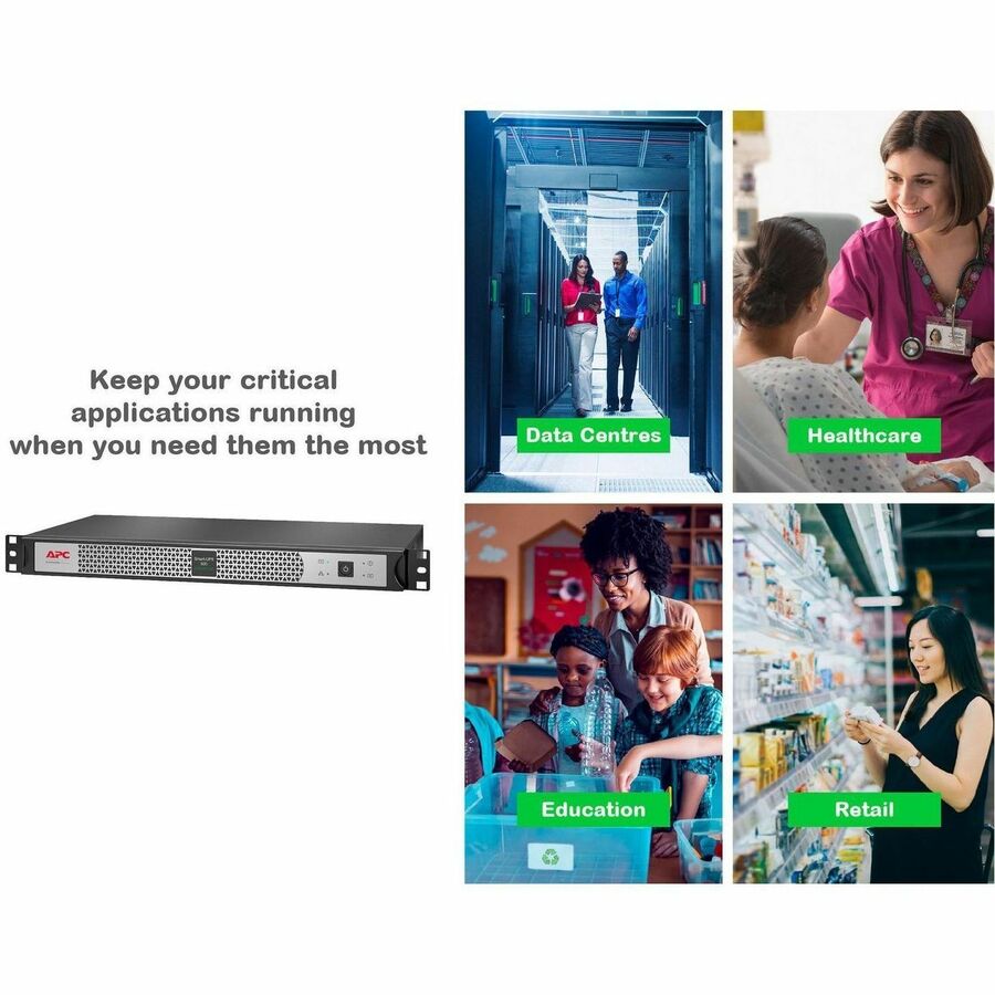 Alternate-Image5 Image for APC Smart-UPS, Line Interactive, 500VA, Lithium-ion, Rackmount 1U, 120V, 4x NEMA 5-15R outlets, Network Card, Short Depth