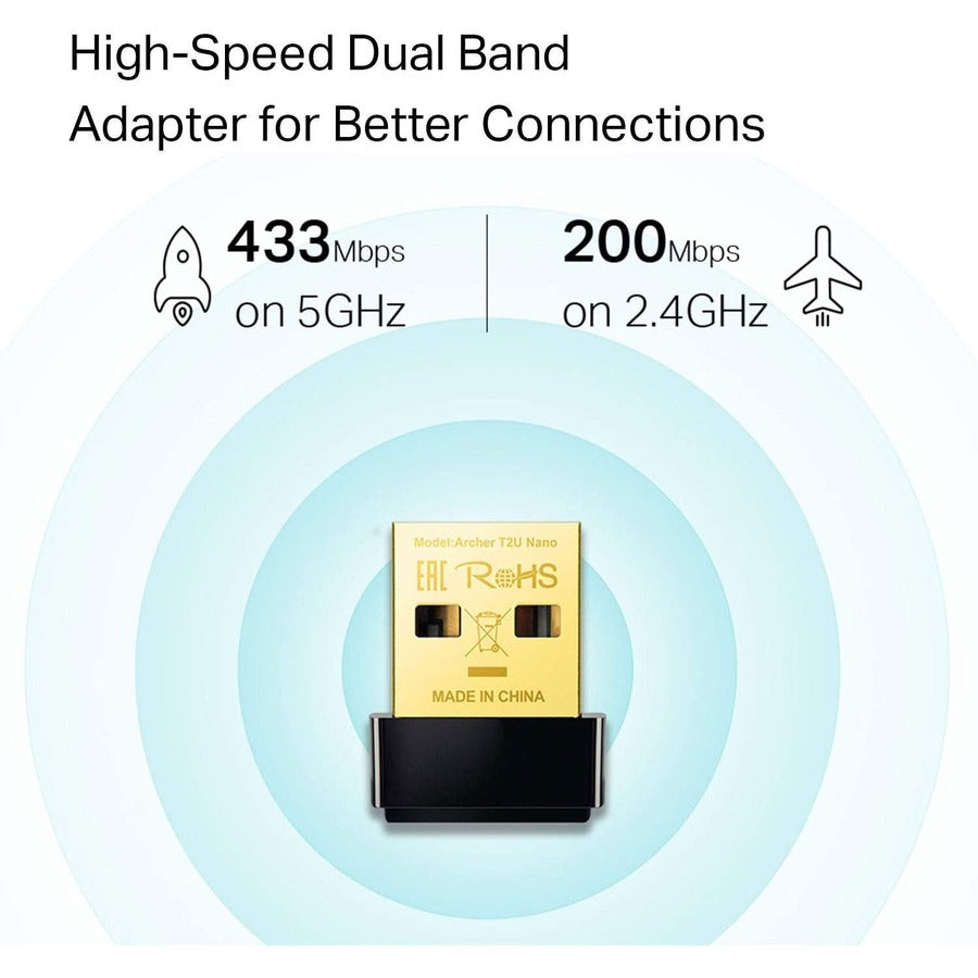 Alternate-Image4 Image for TP-Link Archer T2U Nano - IEEE 802.11ac Dual Band Wi-Fi Adapter for PC Desktop/Notebook