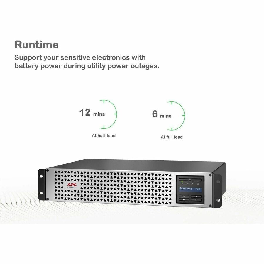 Alternate-Image2 Image for APC Smart-UPS, Line Interactive, 750VA, Lithium-ion, Rackmount 2U, 120V, 6x NEMA 5-15R outlets, SmartConnect Port+SmartSlot, Short Depth, AVR, LCD