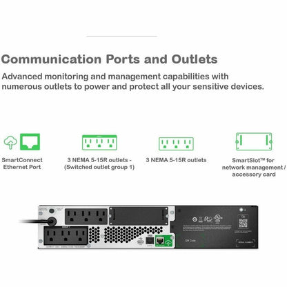 Alternate-Image3 Image for APC Smart-UPS, Line Interactive, 750VA, Lithium-ion, Rackmount 2U, 120V, 6x NEMA 5-15R outlets, SmartConnect Port+SmartSlot, Short Depth, AVR, LCD