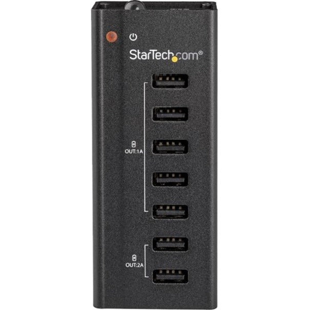 Front Image for StarTech.com 7 Port USB Charging Station with 5x 1A Ports and 2x 2A Ports - USB Charging Strip for Multiple Devices - Smart Charging Capabilities - Wall-Mount Bracket