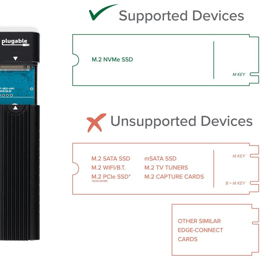 Alternate-Image5 Image for Plugable USB C to M.2 NVMe Tool-free Enclosure USB C and Thunderbolt 3 Compatible up to USB 3.1 Gen 2 Speeds (10Gbps).