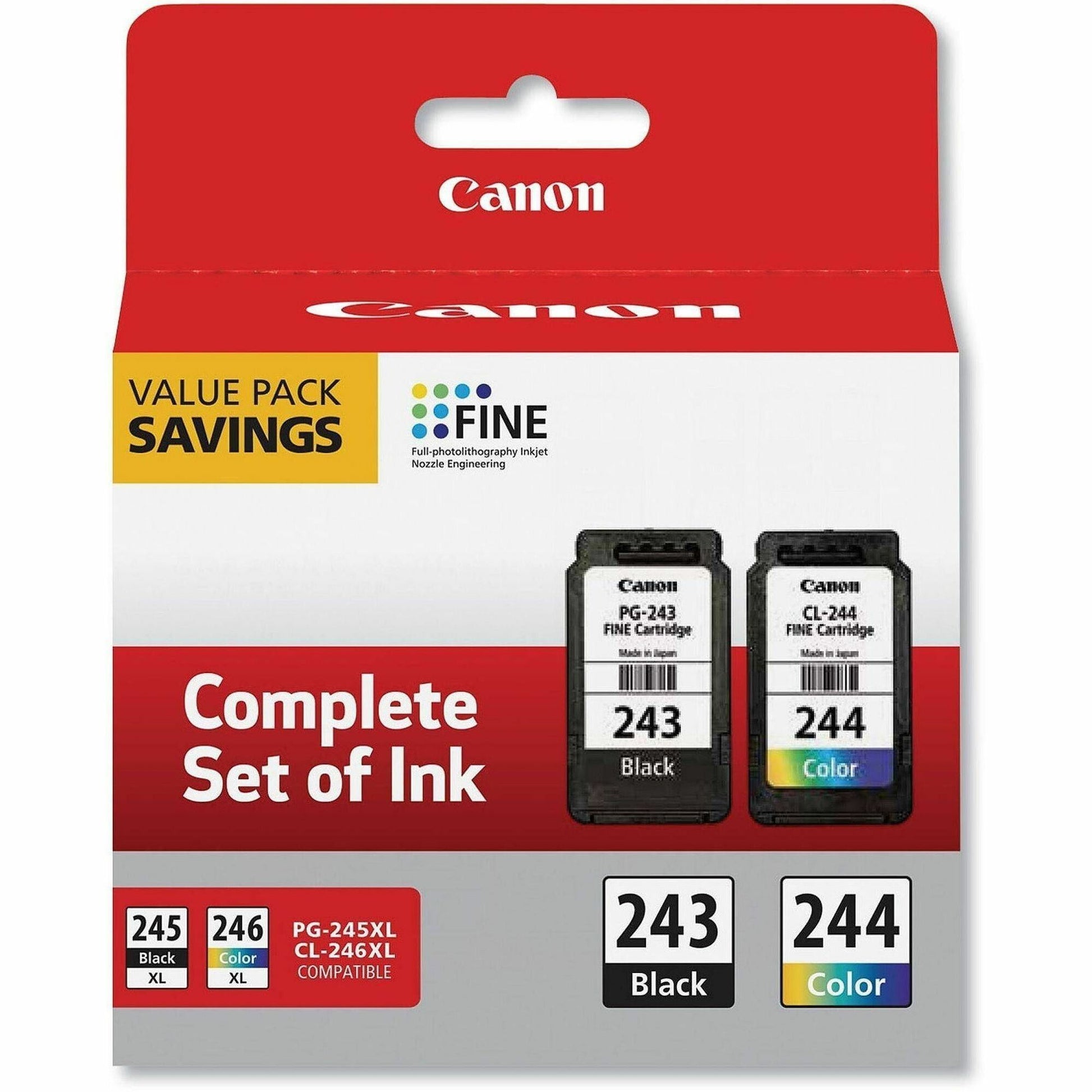 Main Image for Canon PG-243 / CL-244 Original Inkjet Ink Cartridge - Value Pack - Black, Color Pack