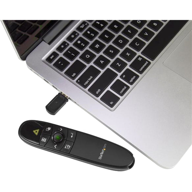 Alternate-Image2 Image for StarTech.com Wireless Presentation Remote with Green Laser Pointer - 90 ft. (27 m) - USB Presentation Clicker for Mac and Windows - Batteries Included - Wireless Slideshow and Volume Controls