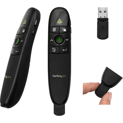 Main Image for StarTech.com Wireless Presentation Remote with Green Laser Pointer - 90 ft. (27 m) - USB Presentation Clicker for Mac and Windows - Batteries Included - Wireless Slideshow and Volume Controls