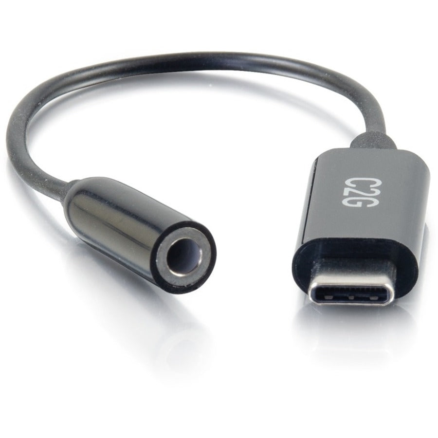 Alternate-Image2 Image for C2G USB-C to AUX Adapter Converter - 3.5mm, Supports High Resolution Audio, Black