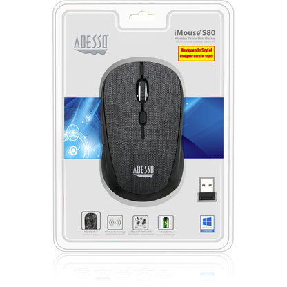 Alternate-Image2 Image for Adesso iMouse S80B - Wireless Fabric Optical Mini Mouse (Black)