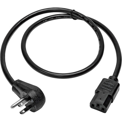 Alternate-Image1 Image for Eaton Tripp Lite Series Desktop Computer AC Power Cord, Right-Angle NEMA 5-15P to C13 - 10A, 125V, 18 AWG, 10 ft. (3.05 m), Black