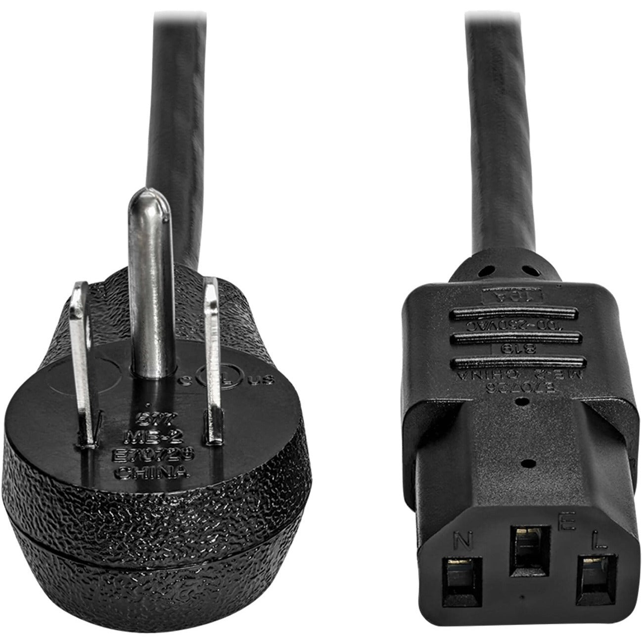 Main Image for Eaton Tripp Lite Series Desktop Computer AC Power Cord, Right-Angle NEMA 5-15P to C13 - 10A, 125V, 18 AWG, 10 ft. (3.05 m), Black