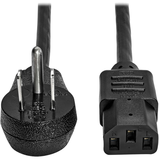 Main Image for Eaton Tripp Lite Series Desktop Computer AC Power Cord, Right-Angle NEMA 5-15P to C13 - 10A, 125V, 18 AWG, 10 ft. (3.05 m), Black