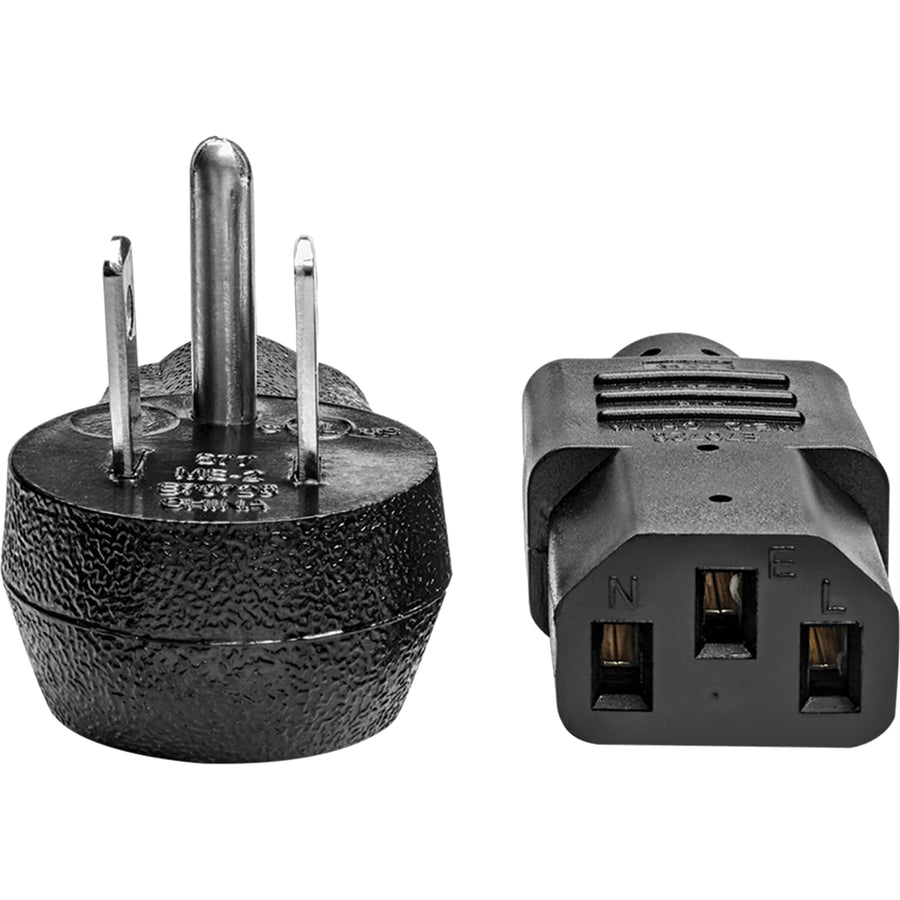 Alternate-Image2 Image for Eaton Tripp Lite Series Desktop Computer AC Power Cord, Right-Angle NEMA 5-15P to C13 - 10A, 125V, 18 AWG, 10 ft. (3.05 m), Black