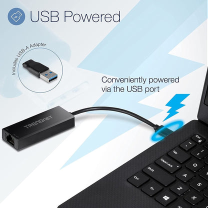Alternate-Image8 Image for TRENDnet USB-C 3.1 to 2.5GBASE-T Ethernet Adapter, TUC-ET2G, NDAA & TAA Compliant, Windows & Mac Compatible, USB Type-C to USB-A Converter Included, Up to 2.5Gbps Speeds, Black