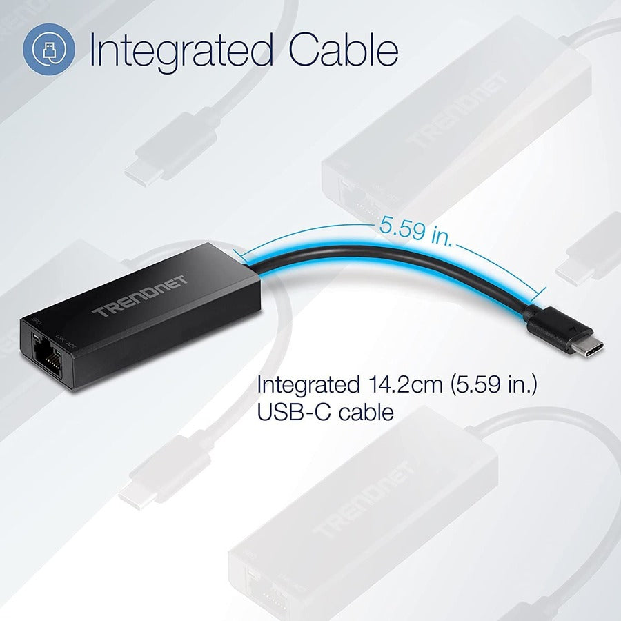 Alternate-Image9 Image for TRENDnet USB-C 3.1 to 2.5GBASE-T Ethernet Adapter, TUC-ET2G, NDAA & TAA Compliant, Windows & Mac Compatible, USB Type-C to USB-A Converter Included, Up to 2.5Gbps Speeds, Black