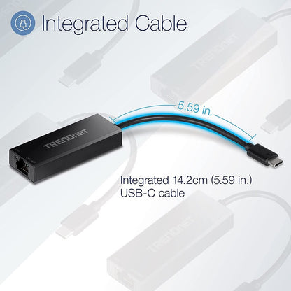 Alternate-Image9 Image for TRENDnet USB-C 3.1 to 2.5GBASE-T Ethernet Adapter, TUC-ET2G, NDAA & TAA Compliant, Windows & Mac Compatible, USB Type-C to USB-A Converter Included, Up to 2.5Gbps Speeds, Black