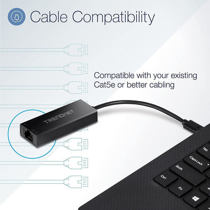 Alternate-Image6 Image for TRENDnet USB-C 3.1 to 2.5GBASE-T Ethernet Adapter, TUC-ET2G, NDAA & TAA Compliant, Windows & Mac Compatible, USB Type-C to USB-A Converter Included, Up to 2.5Gbps Speeds, Black