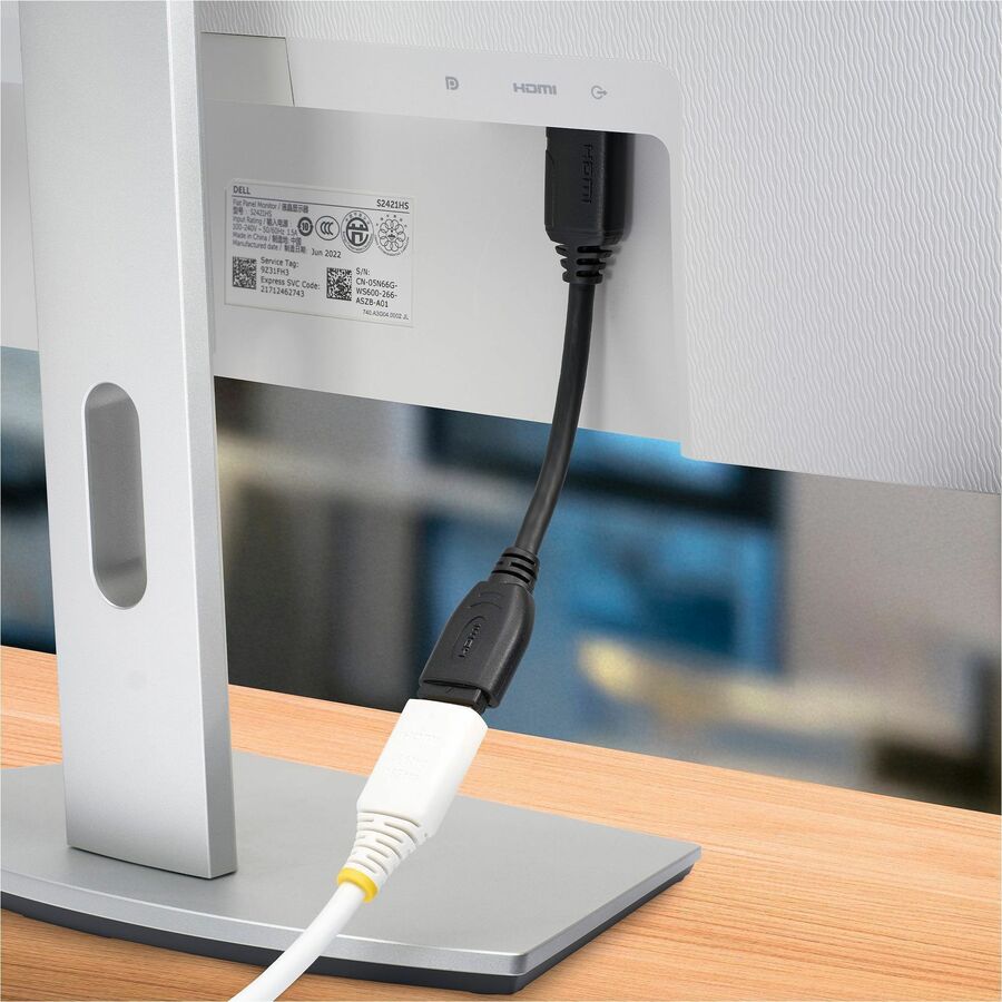 Alternate-Image3 Image for StarTech.com 6"/15cm HDMI Port Saver Cable, 4K 60Hz High Speed HDMI 2.0 Extension Cable with Ethernet, HDMI Male to Female Extension Cord
