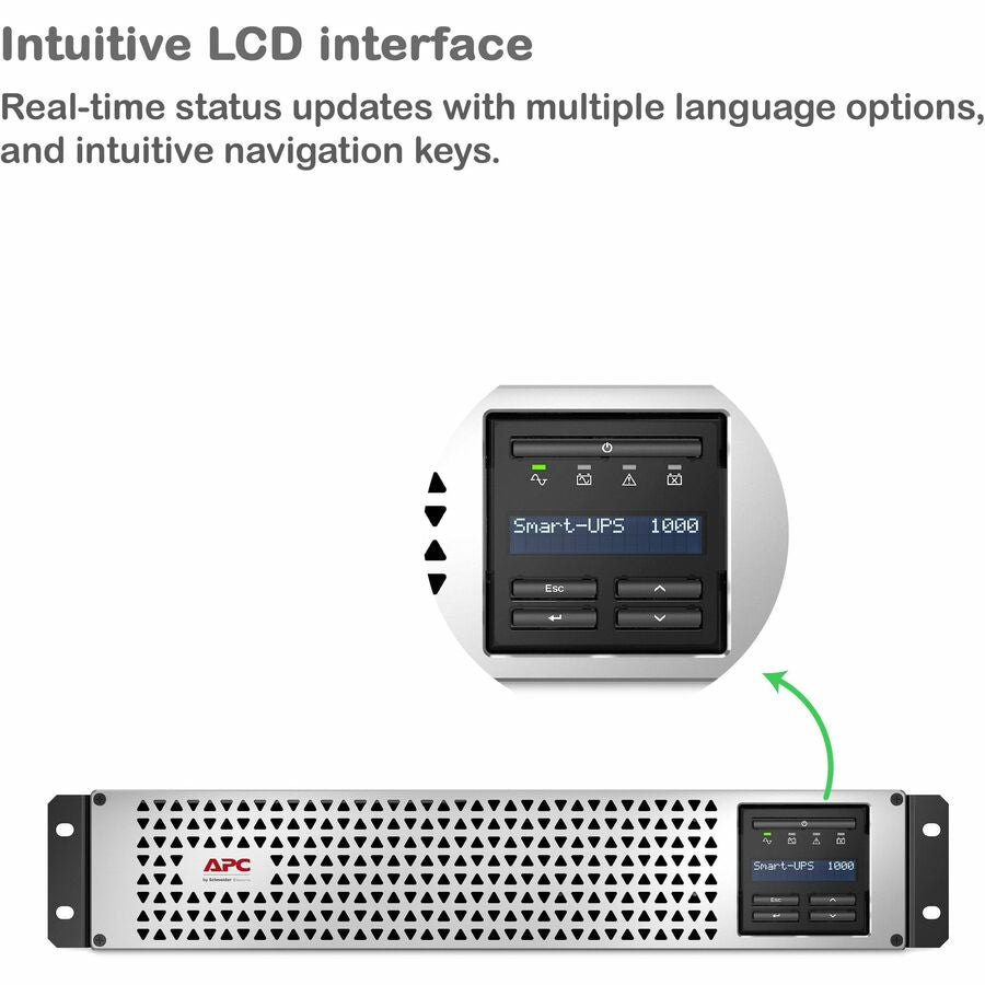 Alternate-Image2 Image for APC Smart-UPS, Line Interactive, 1000VA, Lithium-ion, Rackmount 2U, 120V, 6x NEMA 5-15R outlets, SmartConnect Port+SmartSlot, Short Depth, AVR, LCD